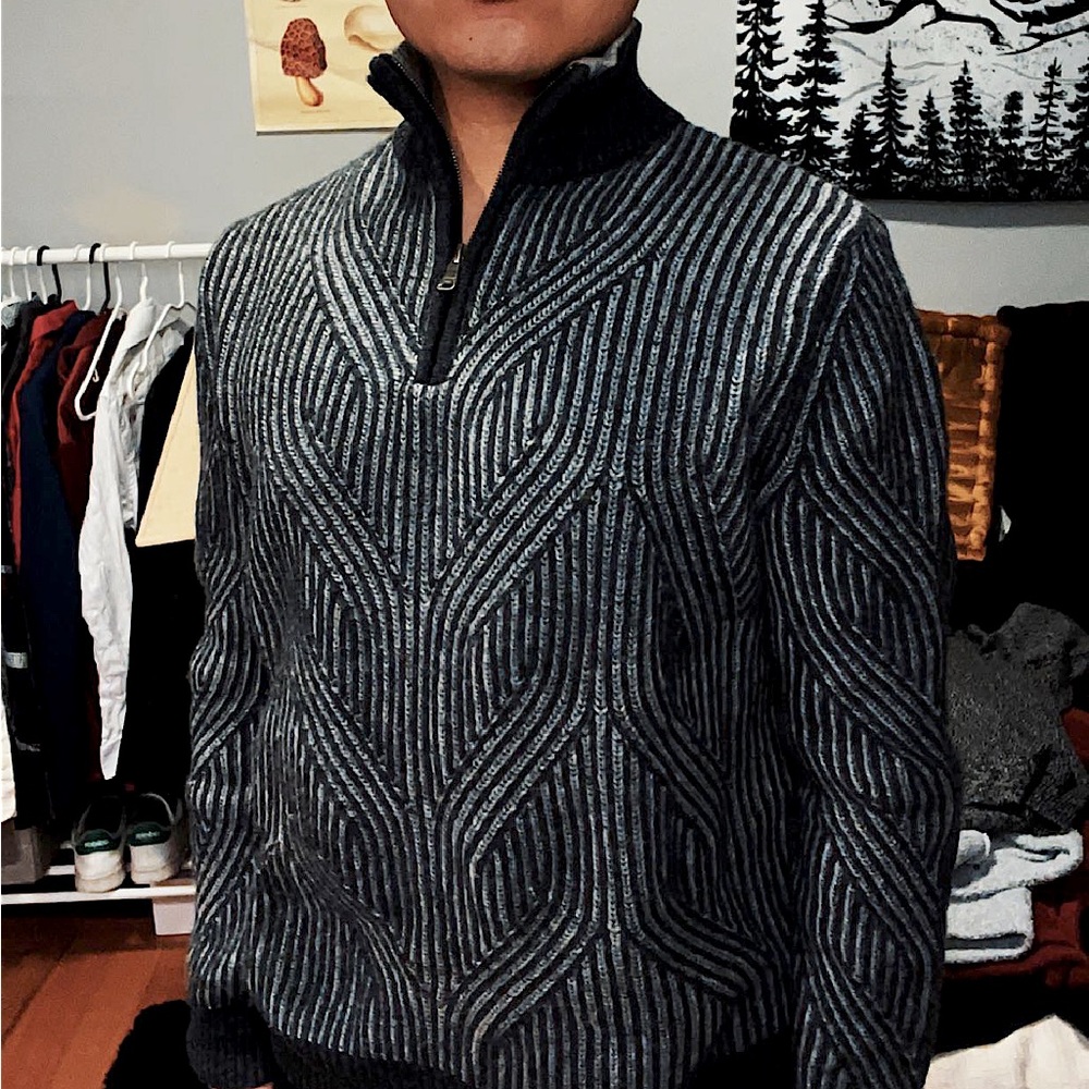 Hugo Boss Gray Textured Sweater